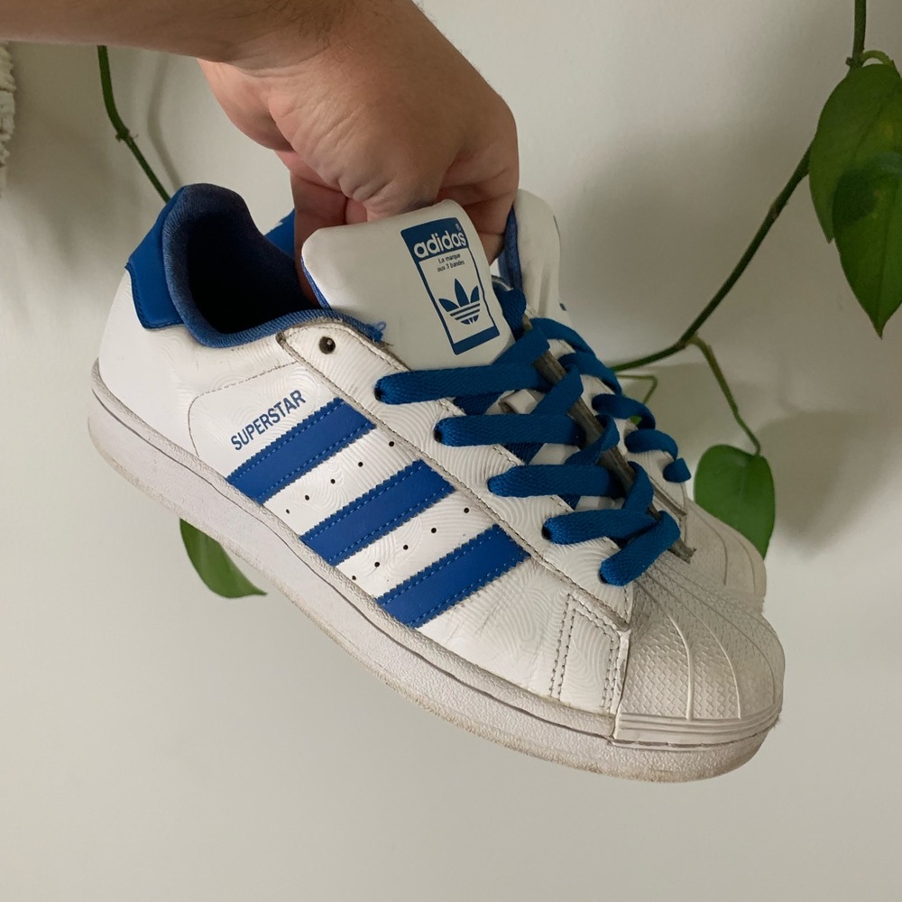 Adidas Superstar White and Blue Sneakers